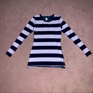 Lululemon Stripped White and Purple (blue) Reversible Long Sleeve
